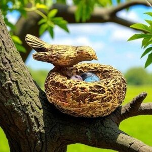 Vintage Max Factor Hypnotique Mini Cream Perfume Compact Gold Bird & Eggs